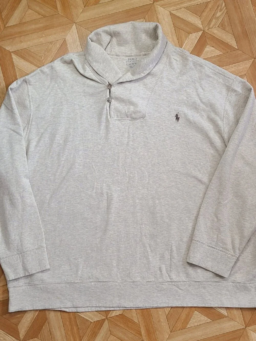 Polo Ralph Lauren Mens 3XL Shawl Collar Sweatshirt Heather Beige Pullover